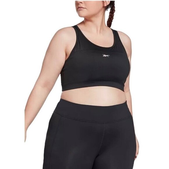 Reebok Womens Plus Size 2X Black Mesh‎ Panel Racerback Bralette Sports Bra NWT - Picture 1 of 6